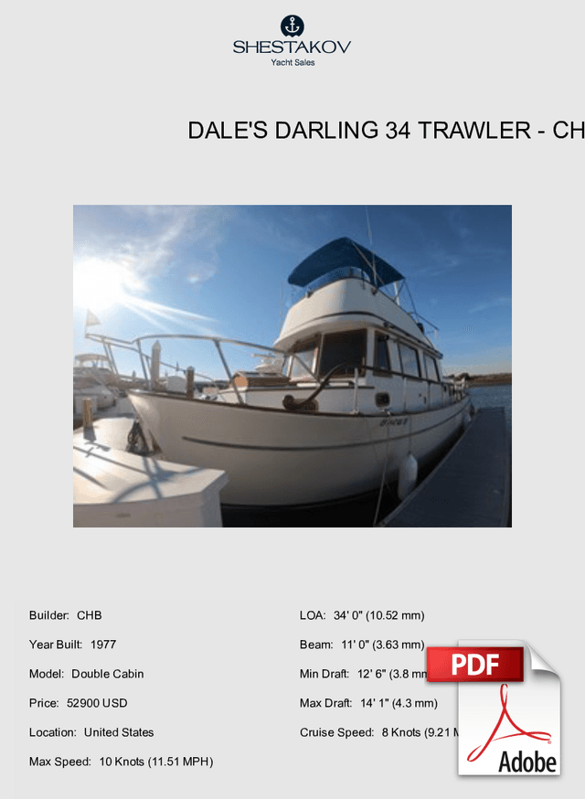 Dale's Darling 34 Trawler - Double Cabin - 1977