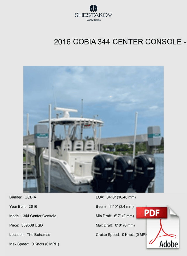 2016 Cobia 344 Center Console - 344 Center Console - 2016