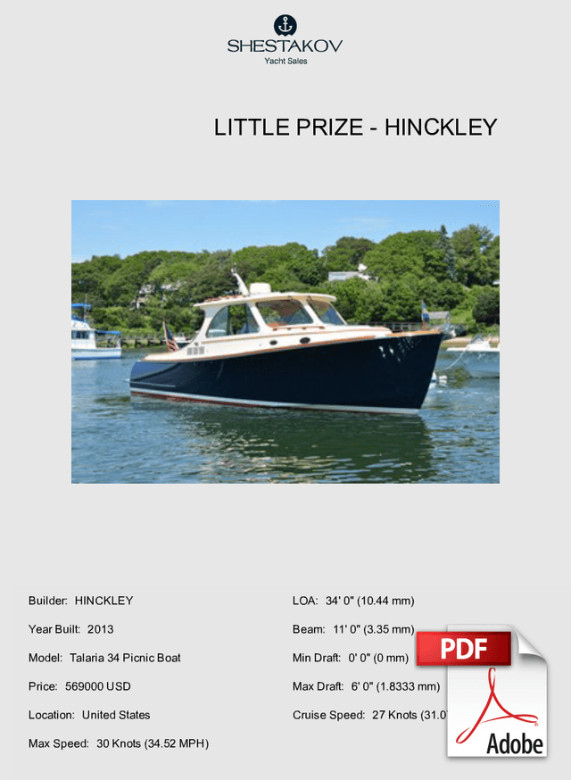 LITTLE PRIZE - Talaria 34 Picnic Boat - 2013