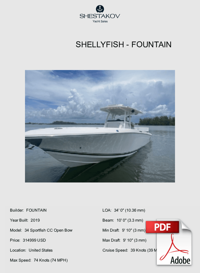 Shellyfish - 34 Sportfish CC Open Bow - 2019