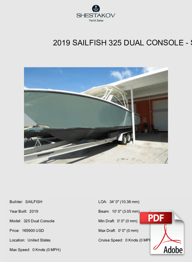 2019 Sailfish 325 Dual Console - 325 Dual Console - 2019