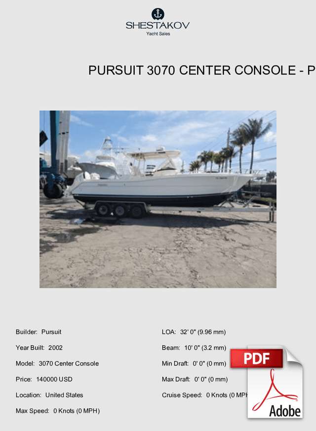 Pursuit 3070 Center Console - 3070 Center Console - 2002