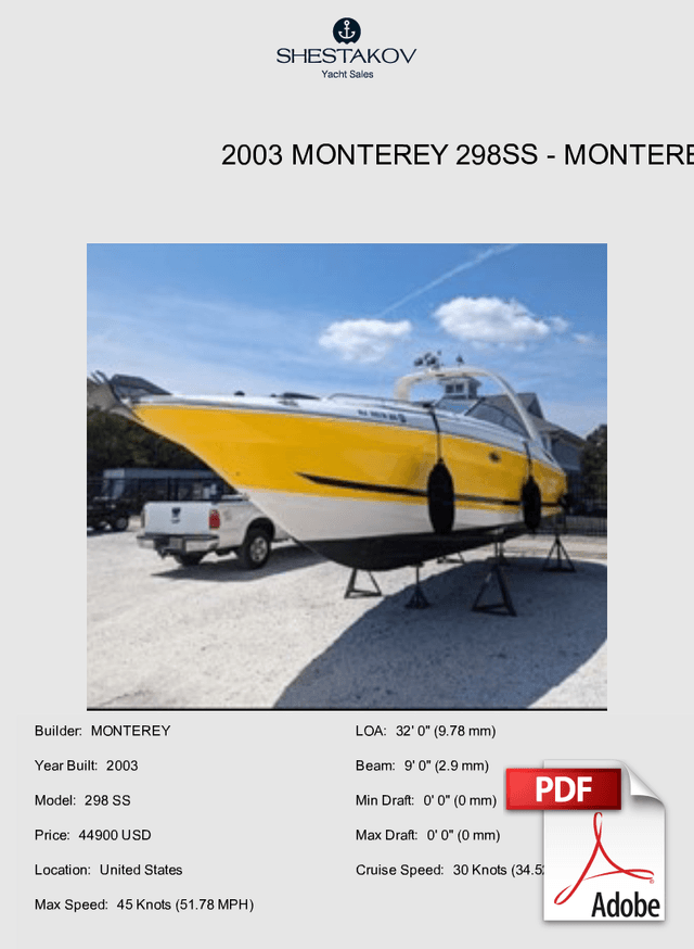 2003 Monterey 298SS - 298 SS - 2003