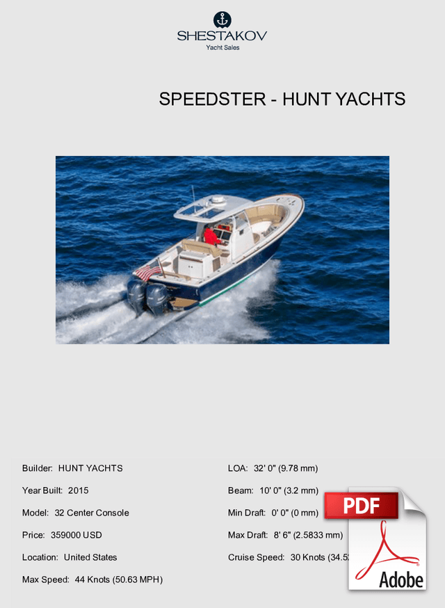 SPEEDSTER - 32 Center Console - 2015