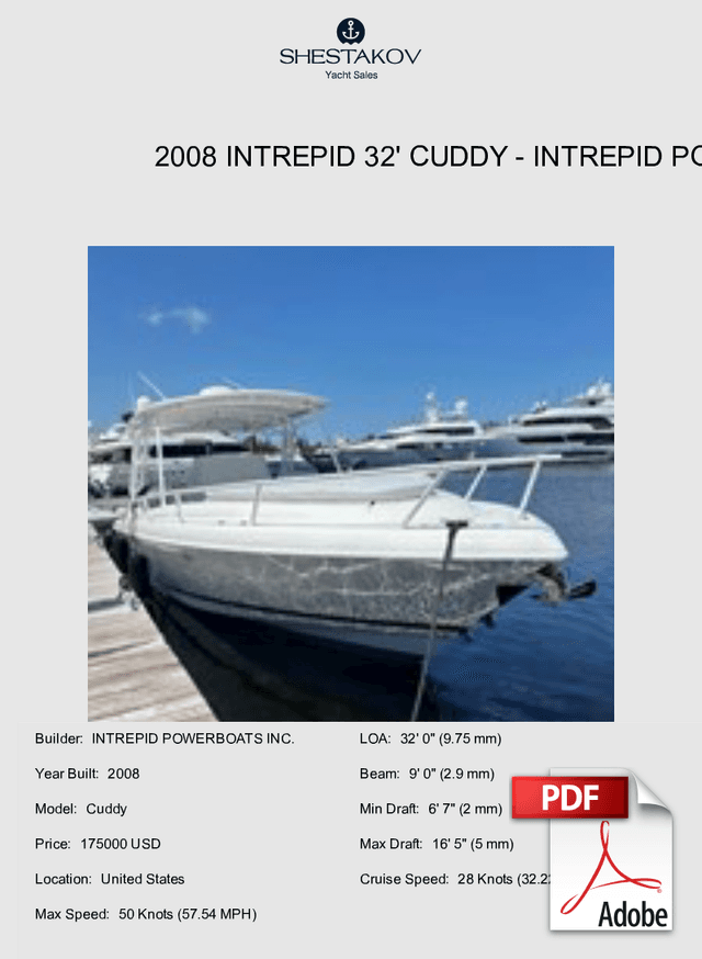 2008 Intrepid 32' Cuddy - Cuddy - 2008