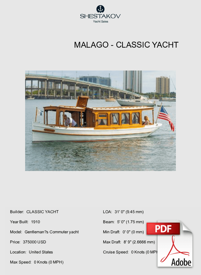 Malago - Gentleman’s Commuter yacht - 1910