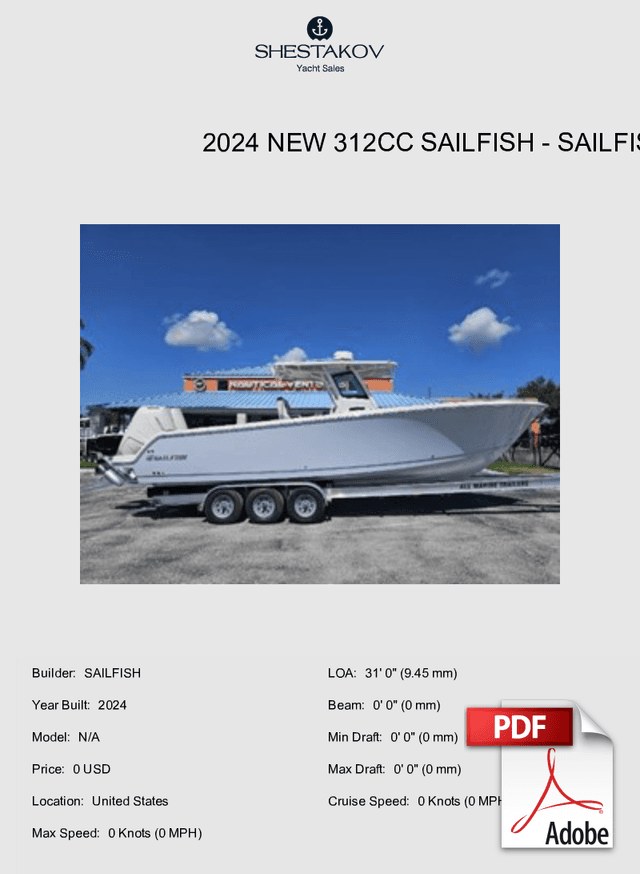 2024 NEW 312CC SAILFISH - N/A - 2024