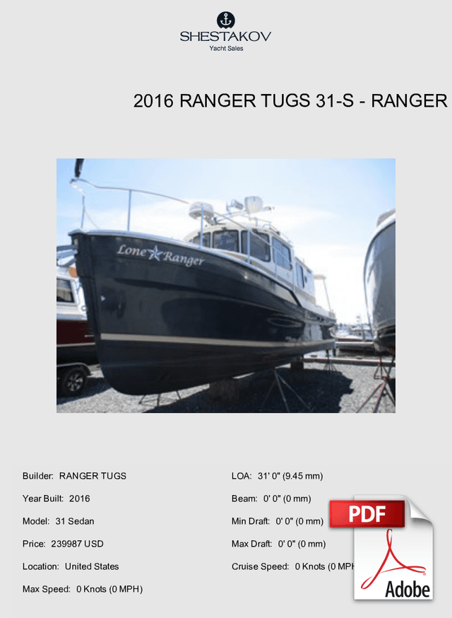 2016 Ranger Tugs 31-S - 31 Sedan - 2016