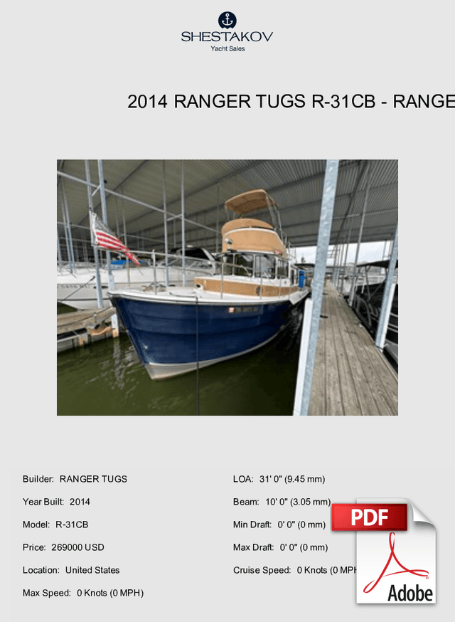 2014 Ranger Tugs R-31CB - R-31CB - 2014