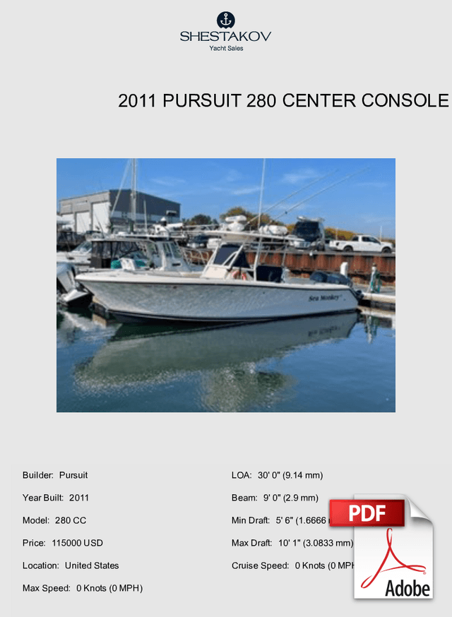 2011 Pursuit 280 Center Console - 280 CC - 2011