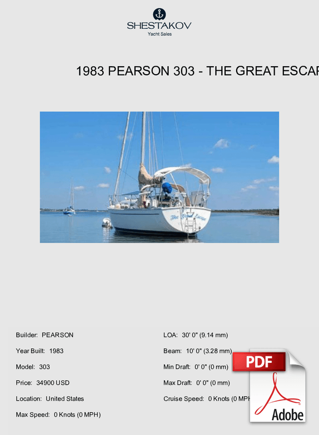 1983 PEARSON 303 - THE GREAT ESCAPE - 303 - 1983