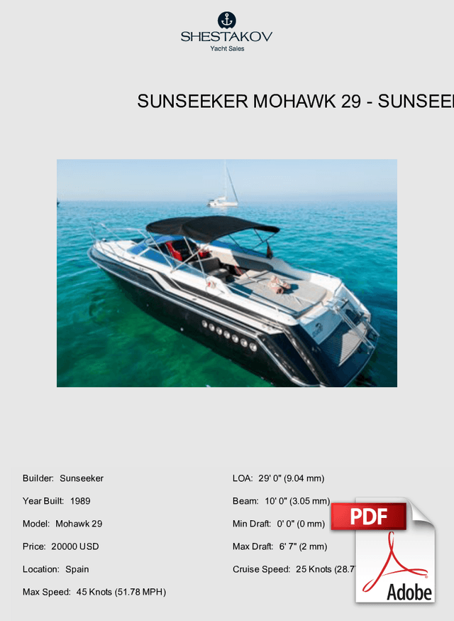 SUNSEEKER MOHAWK 29 - Mohawk 29 - 1989