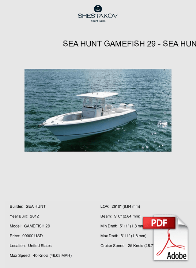 SEA HUNT GAMEFISH 29 - GAMEFISH 29 - 2012