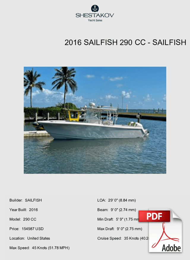 2016 Sailfish 290 CC - 290 CC - 2016