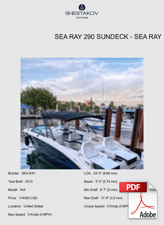 Sea Ray 290 Sundeck - N/A - 2015