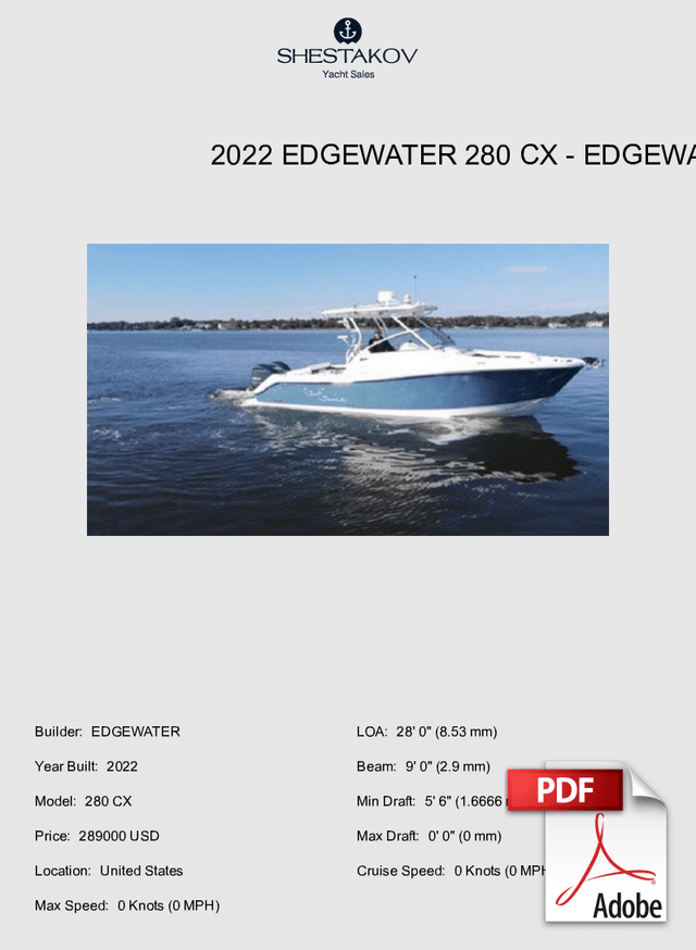 2022 EDGEWATER 280 CX - 280 CX - 2022