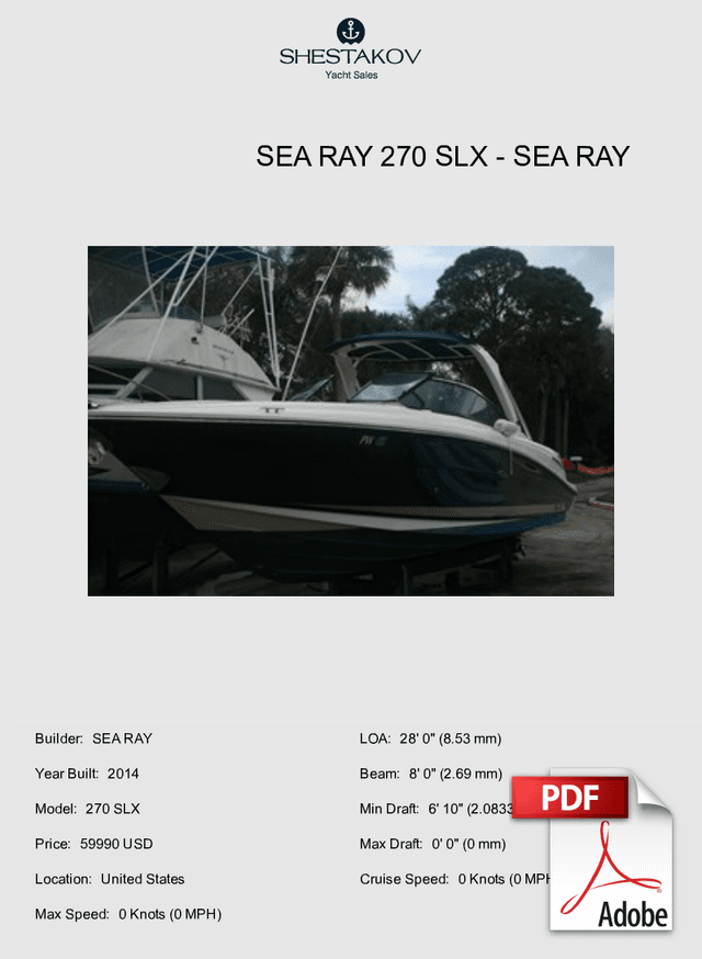 Sea Ray 270 SLX - 270 SLX - 2014