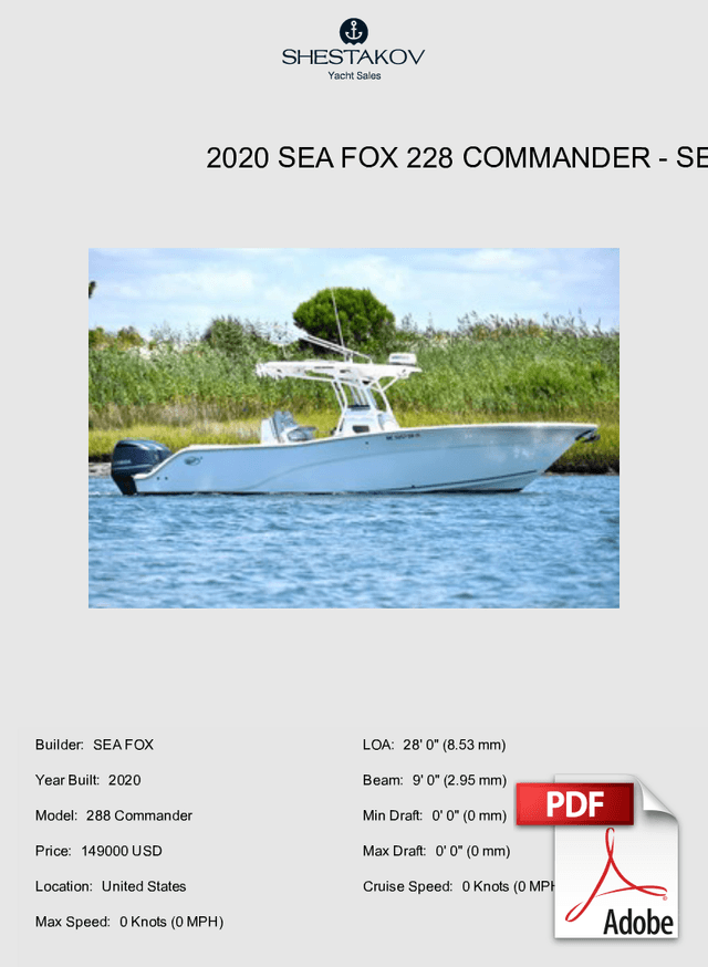 2020 Sea Fox 228 Commander - 288 Commander - 2020