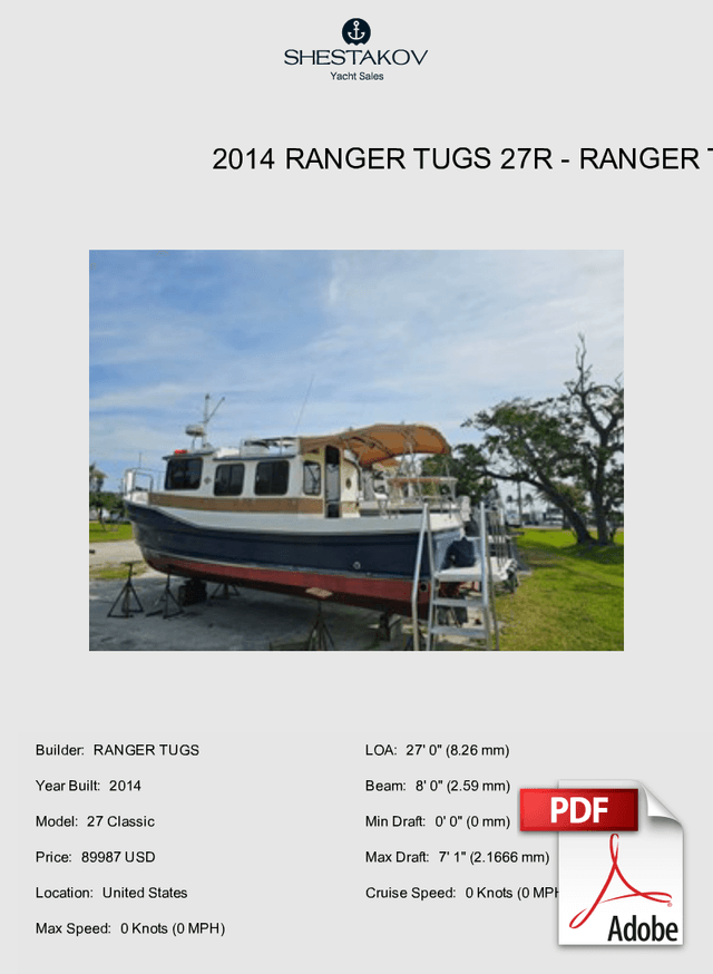 2014 Ranger Tugs 27R - 27 Classic - 2014