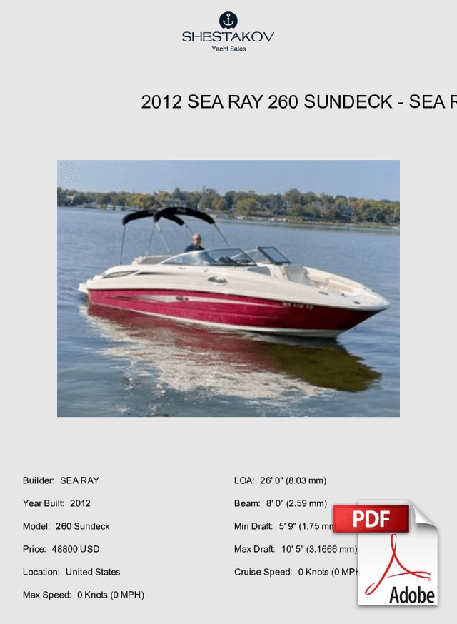 2012 Sea Ray 260 Sundeck - 260 Sundeck - 2012