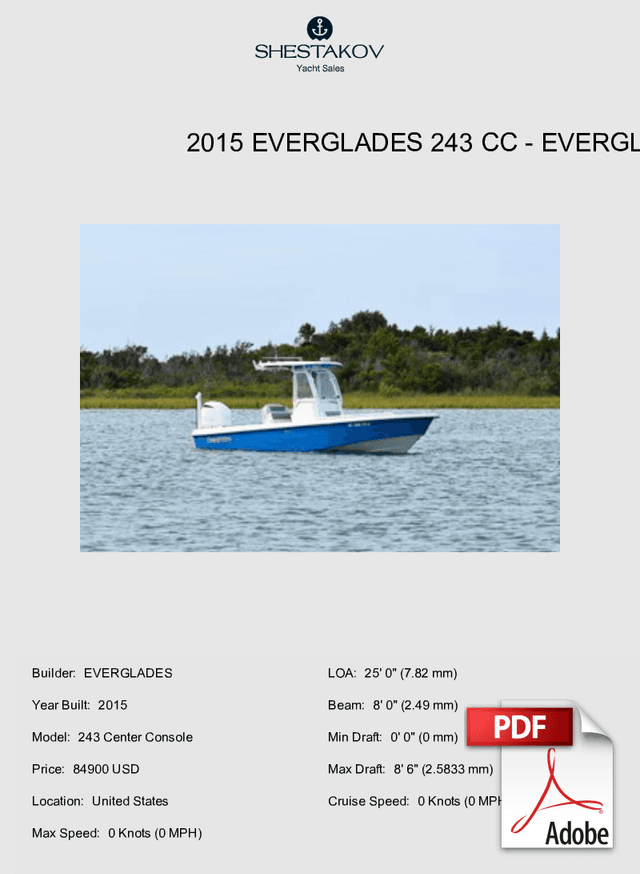 2015 Everglades 243 CC - 243 Center Console - 2015