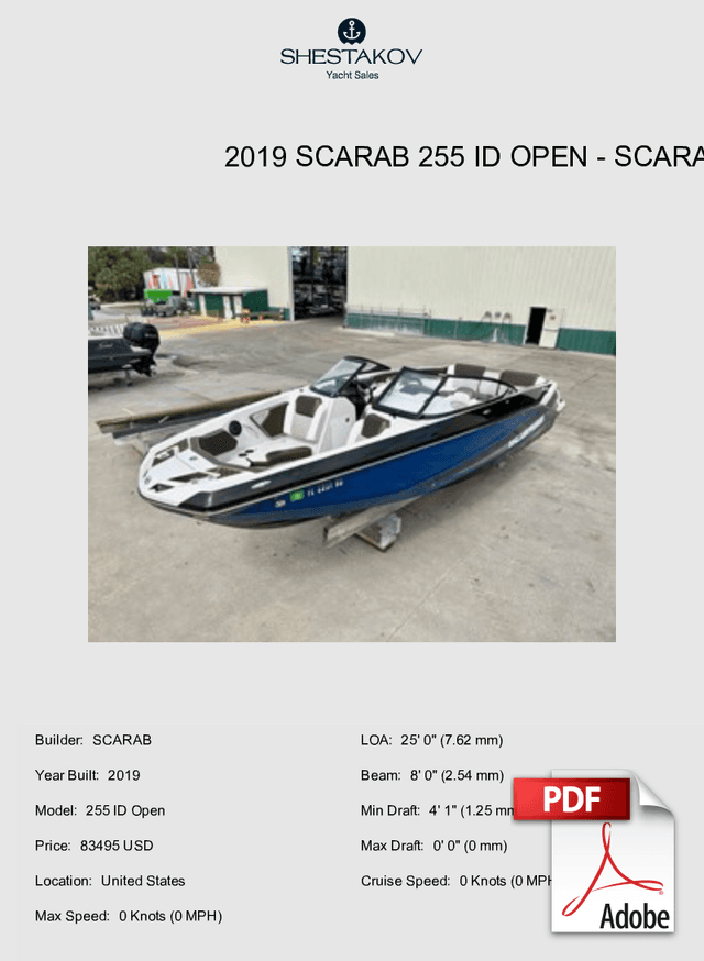 2019 Scarab 255 ID Open - 255 ID Open - 2019