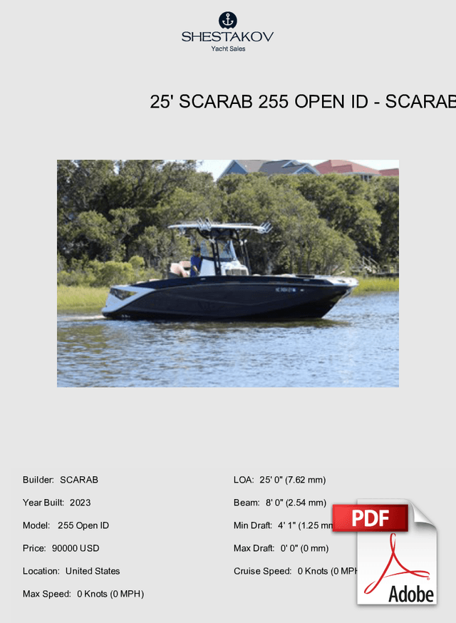 25' Scarab 255 Open ID -  255 Open ID - 2023