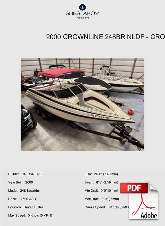 2000 Crownline 248BR NLDF - 248 Bowrider - 2000