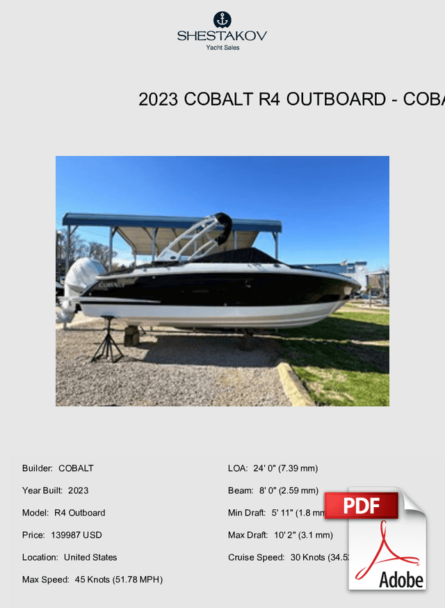 2023 Cobalt R4 Outboard - R4 Outboard - 2023