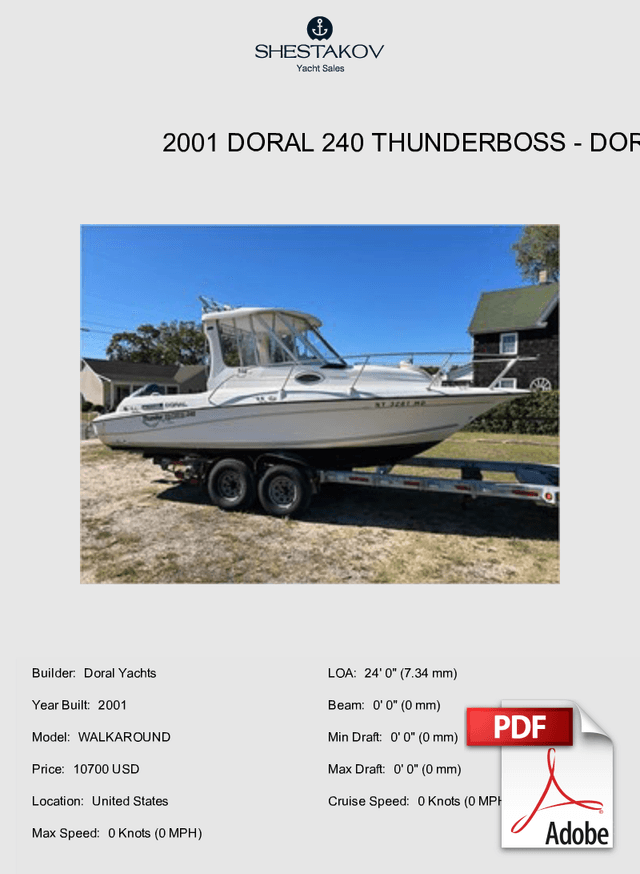 2001 DORAL 240 THUNDERBOSS - WALKAROUND - 2001