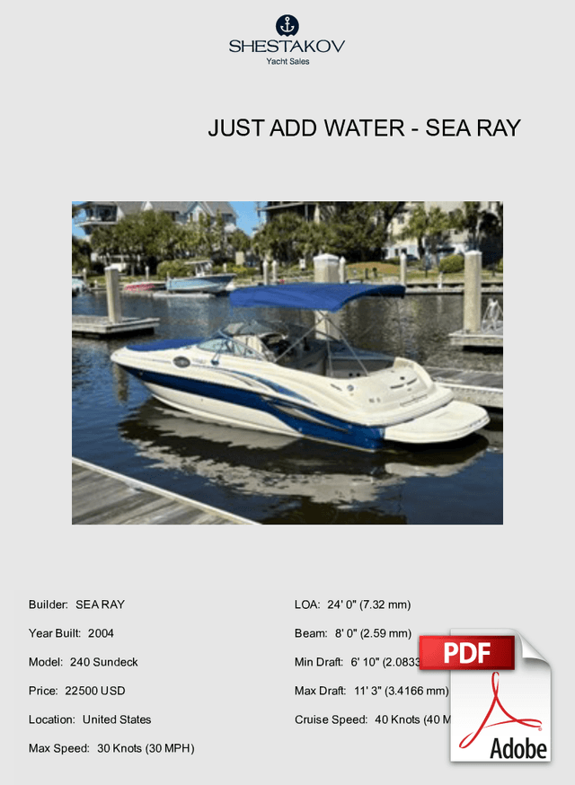 Just Add Water - 240 Sundeck - 2004