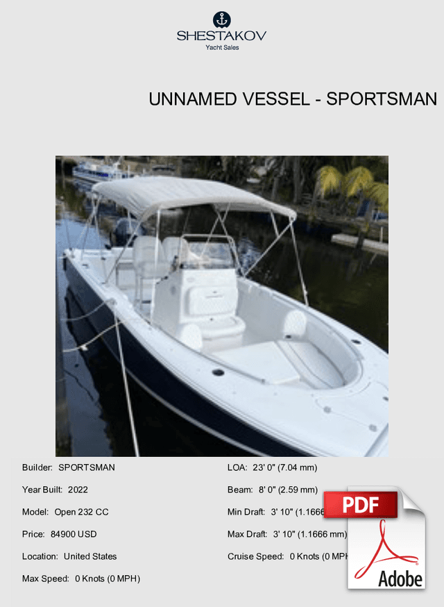 Unnamed Vessel - Open 232 CC - 2022