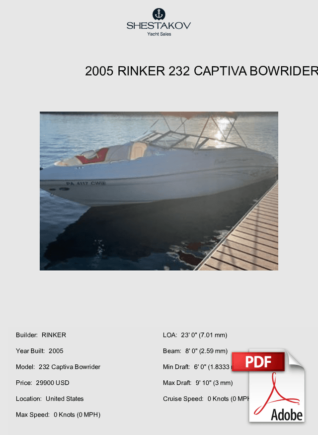 2005 Rinker 232 Captiva Bowrider - 232 Captiva Bowrider - 2005