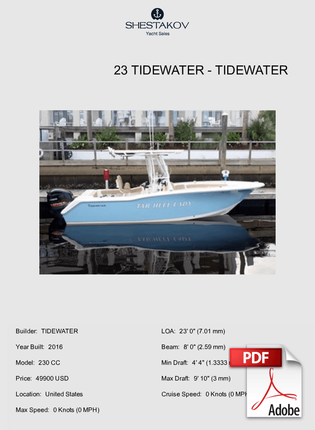 23 Tidewater - 230 CC - 2016