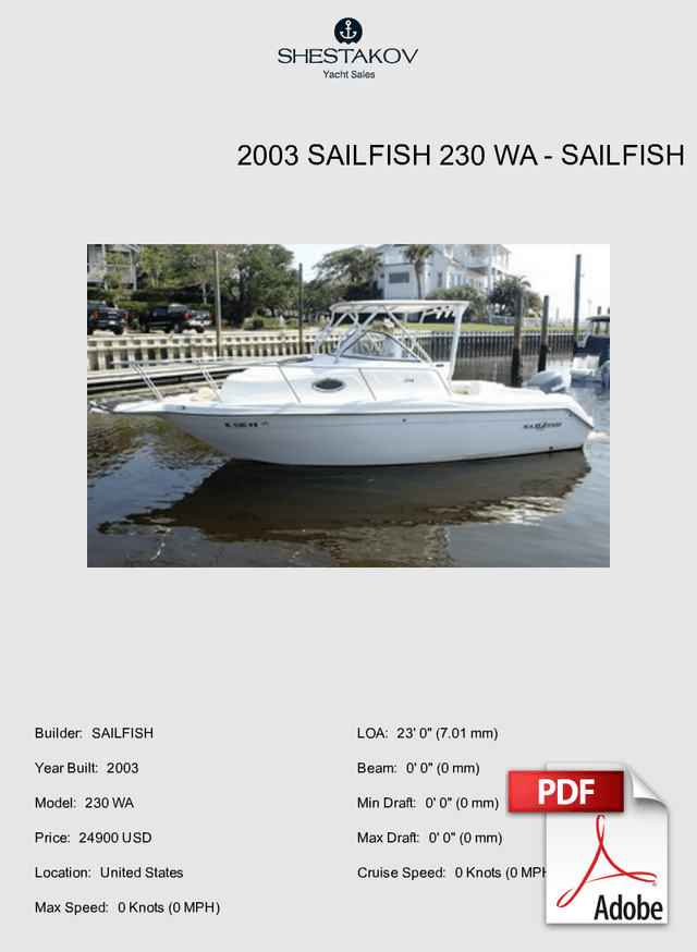 2003 Sailfish 230 WA - 230 WA - 2003