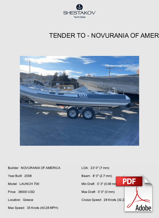 TENDER TO - LAUNCH 700 - 2008