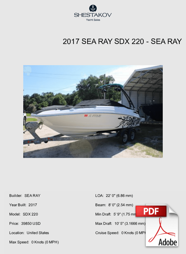 2017 Sea Ray SDX 220 - SDX 220 - 2017