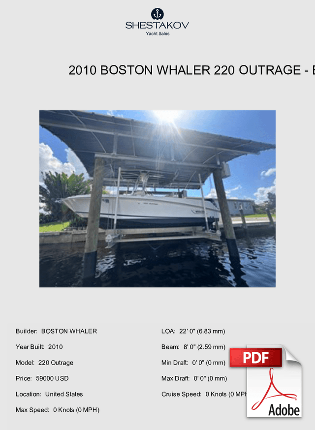 2010 Boston Whaler 220 Outrage - 220 Outrage - 2010