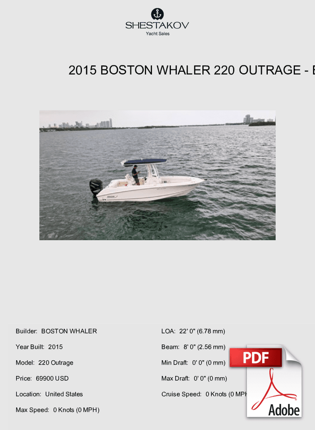 2015 Boston Whaler 220 Outrage - 220 Outrage - 2015