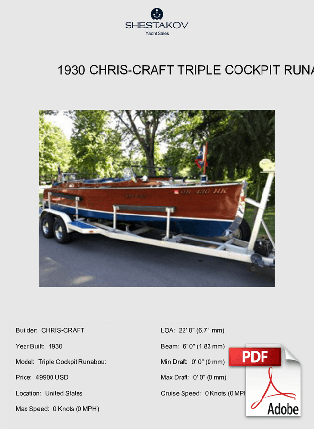 1930 Chris-Craft Triple Cockpit Runabout - Triple Cockpit Runabout - 1930