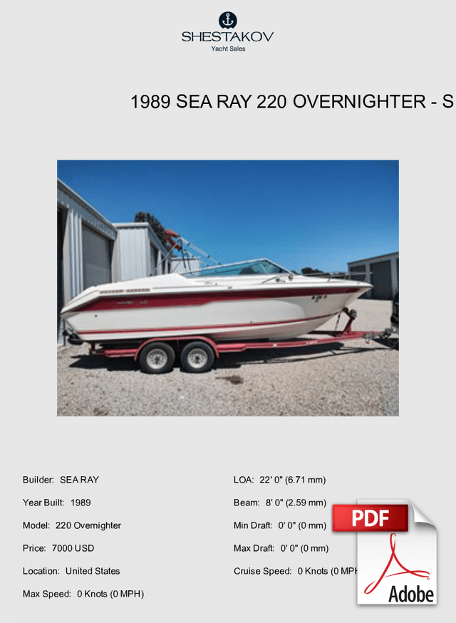 1989 Sea Ray 220 Overnighter - 220 Overnighter - 1989