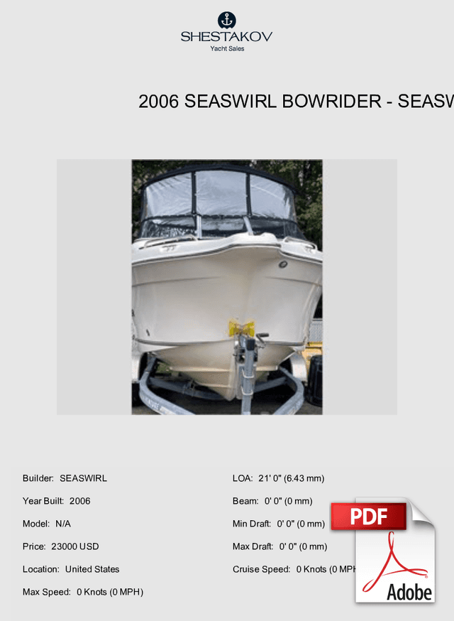 2006 SEASWIRL BOWRIDER - N/A - 2006