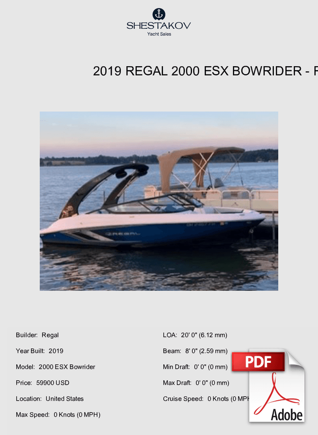 2019 Regal 2000 ESX Bowrider - 2000 ESX Bowrider - 2019