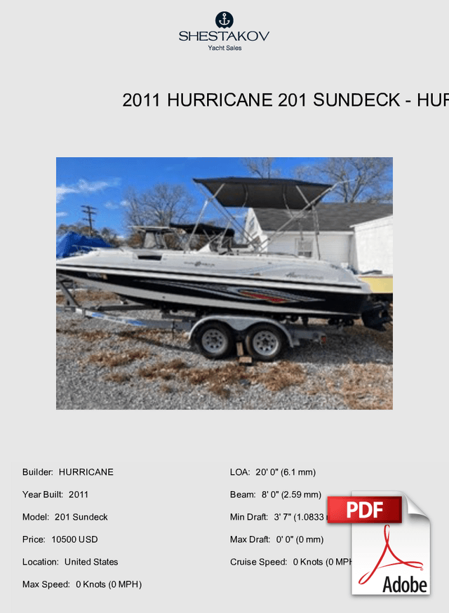 2011 Hurricane 201 Sundeck - 201 Sundeck - 2011