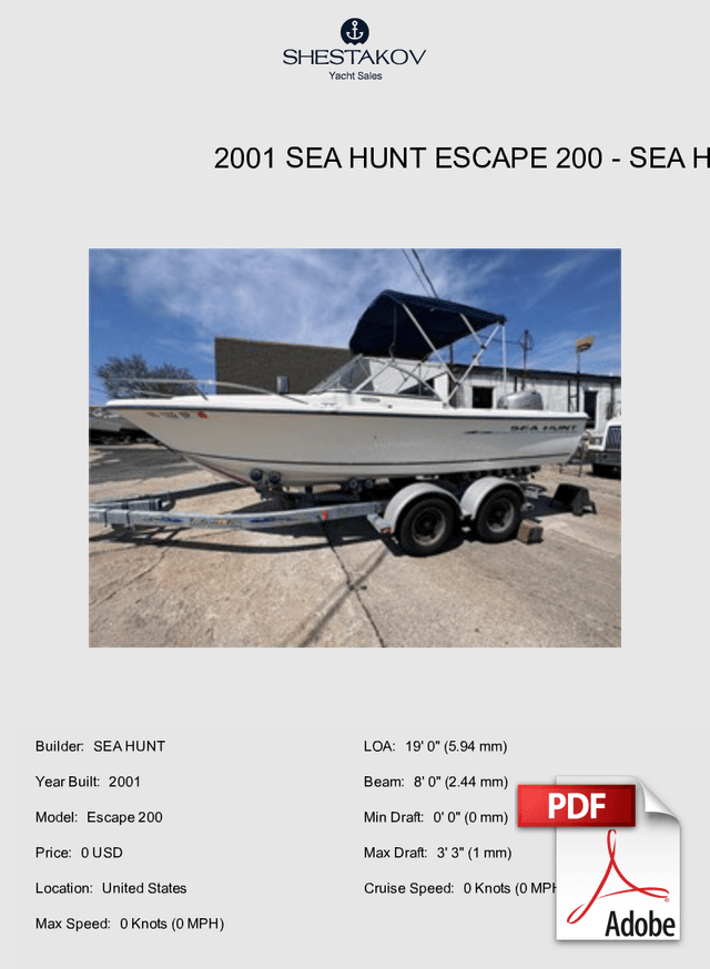 2001 Sea Hunt Escape 200 - Escape 200 - 2001