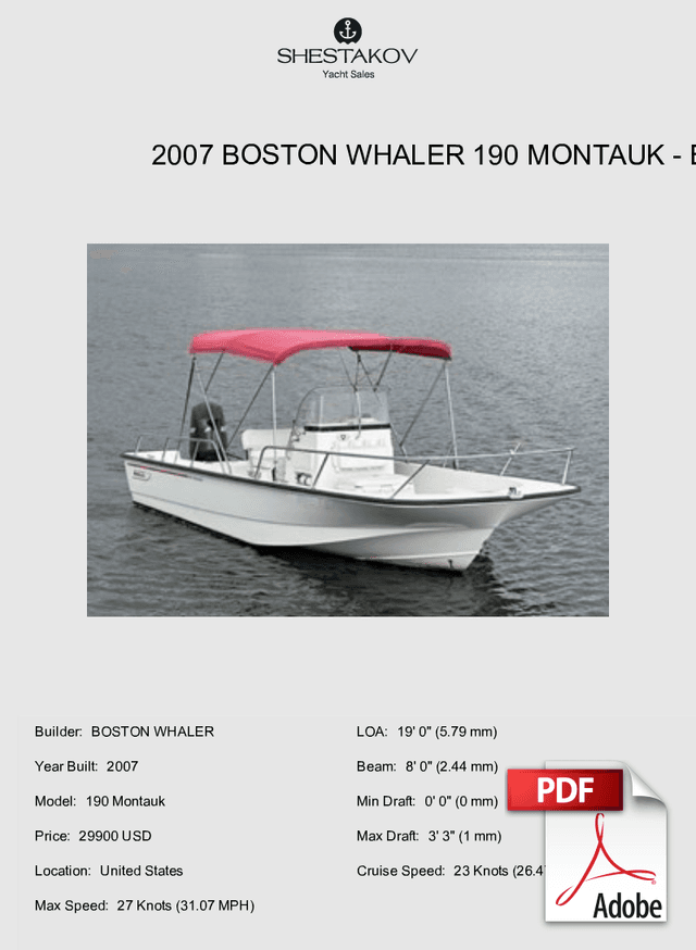 2007 Boston Whaler 190 Montauk - 190 Montauk - 2007