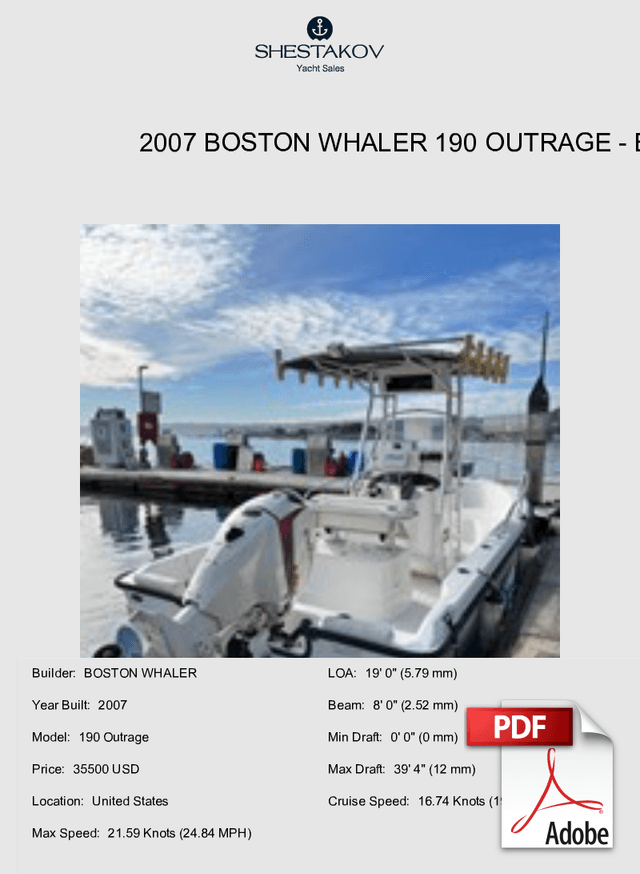 2007 Boston Whaler 190 Outrage - 190 Outrage - 2007