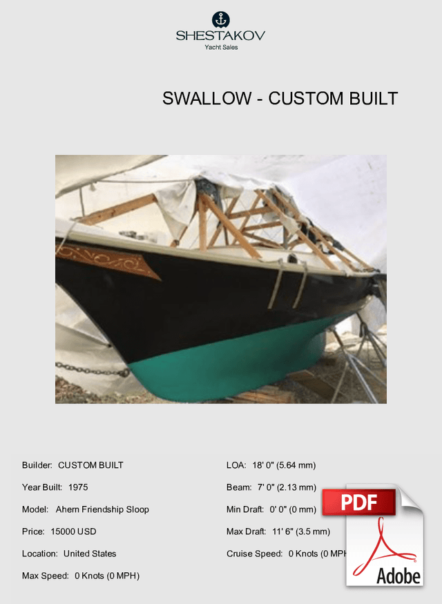 Swallow -  Ahern Friendship Sloop - 1975