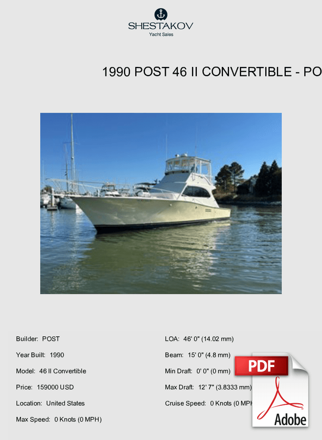 1990 Post 46 II Convertible - 46 II Convertible - 1990