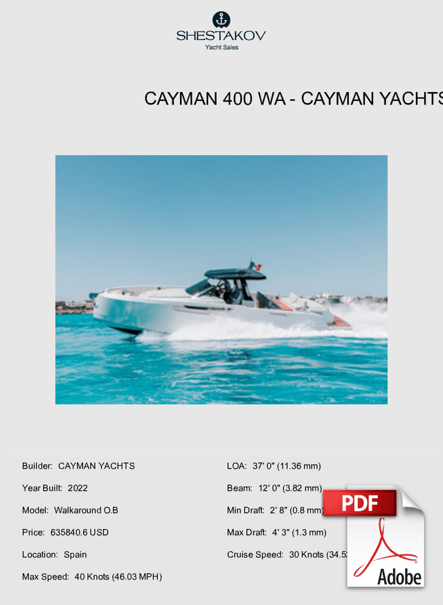 CAYMAN 400 WA - Walkaround O.B - 2022